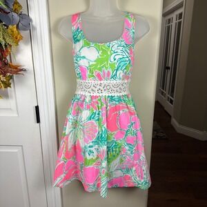 Lilly Pulitzer‎ Size 4 Rosemarie Dress Don't Give a Cluck Lace Fit and Flare